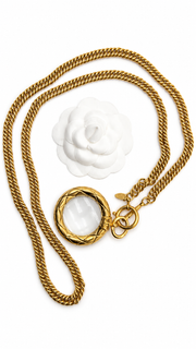 CHANEL Classic Quilted Framed Magnifying Glass Pendant Long Necklace