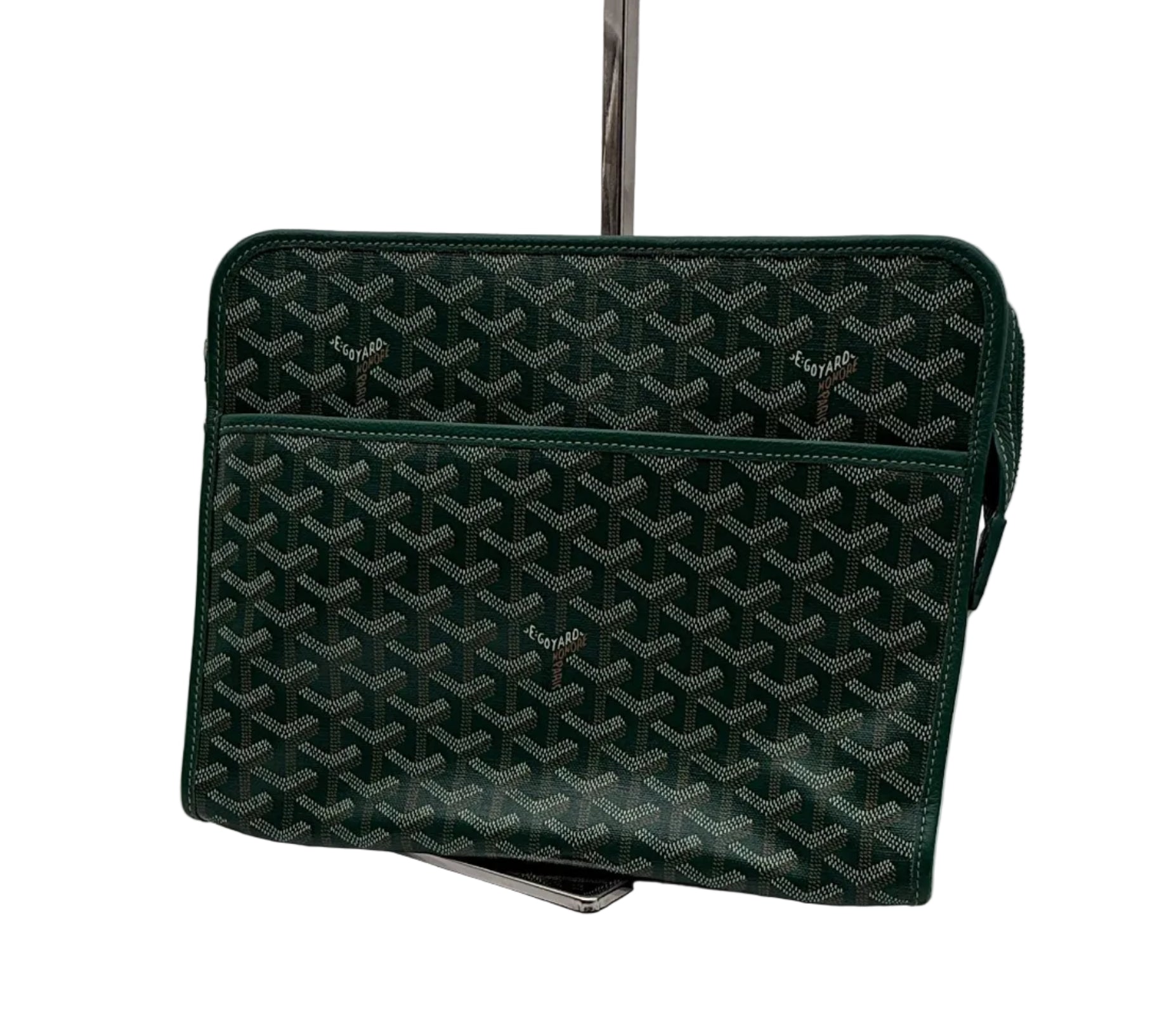 Goyard Senat MM Zip Pouch | Green Goyardine Canvas | Luxury Portfolio Clutch