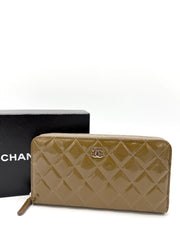CHANEL Quilted Patent Leather Wallet