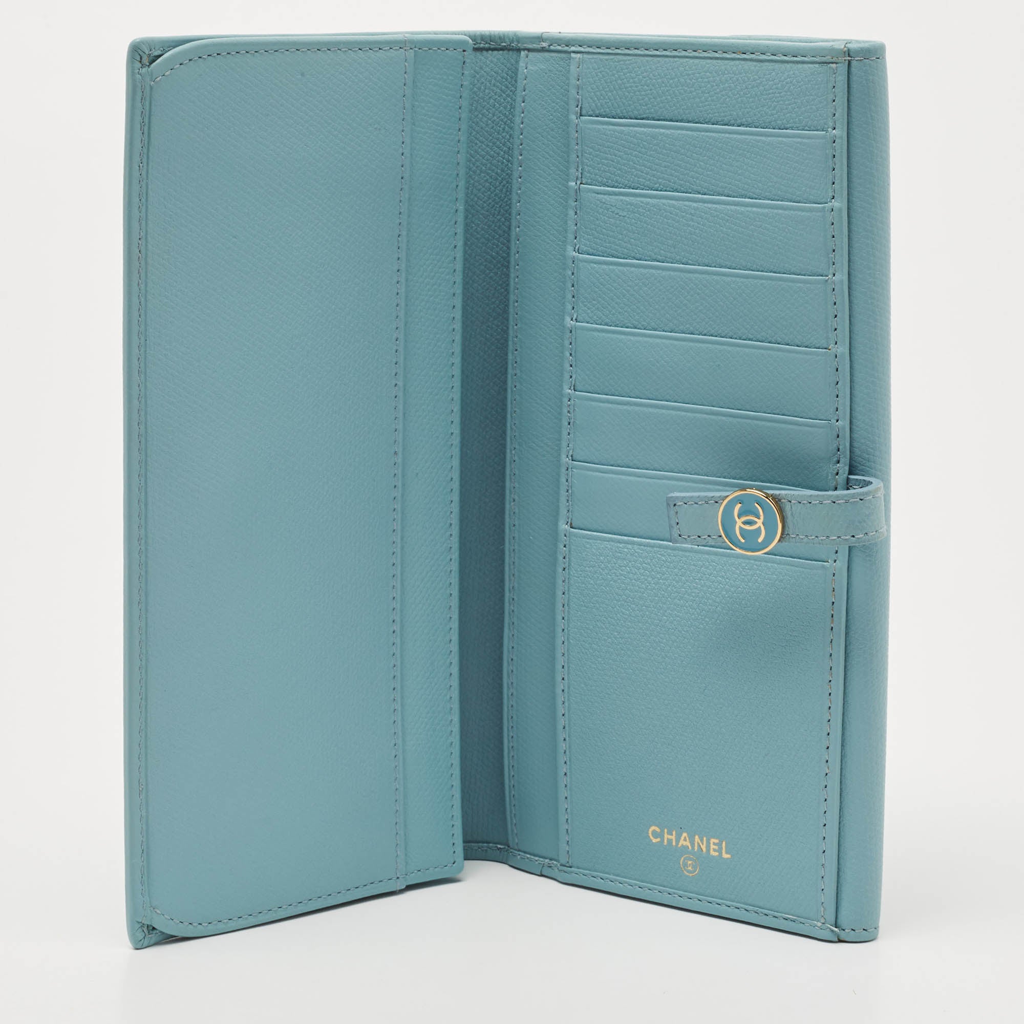 CHANEL Blue Leather CC Flap French Continental Wallet