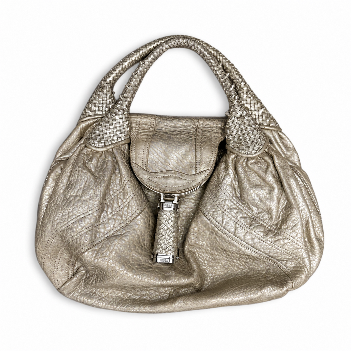Fendi Bimetal Gold Nappa Leather Spy Bag
