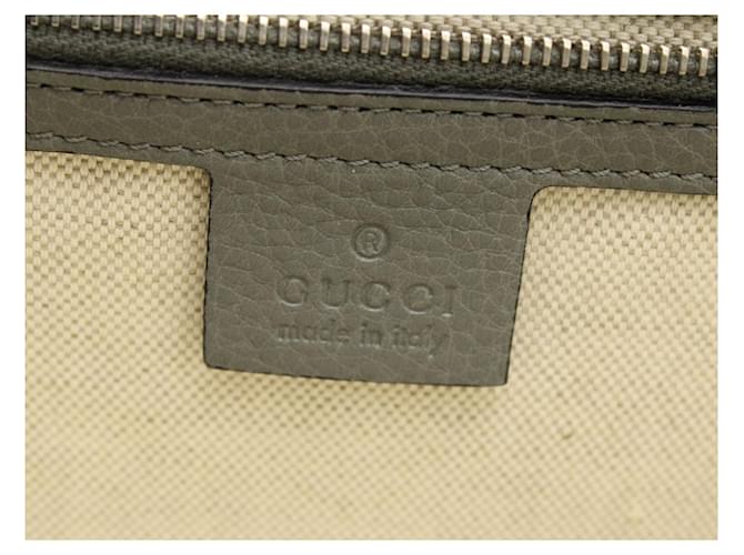 GUCCI Metal Embellished Broadway Clutch in Grey Leather