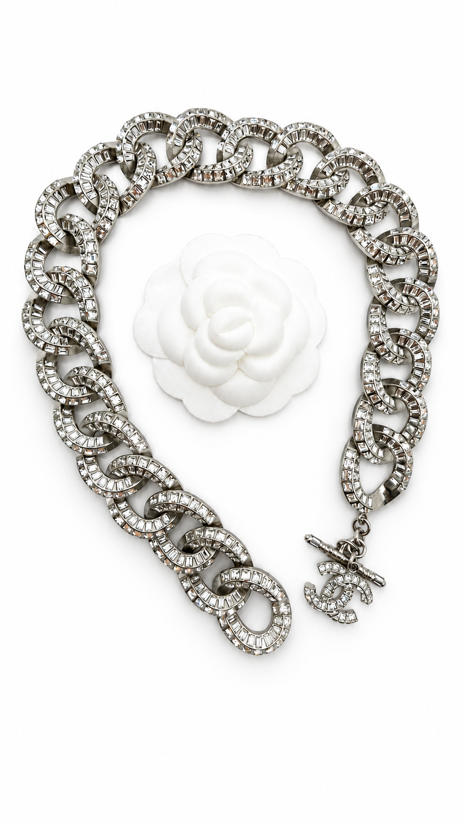 CHANEL STRASS CURB CHAIN CHOKER SHORT NECKLACE