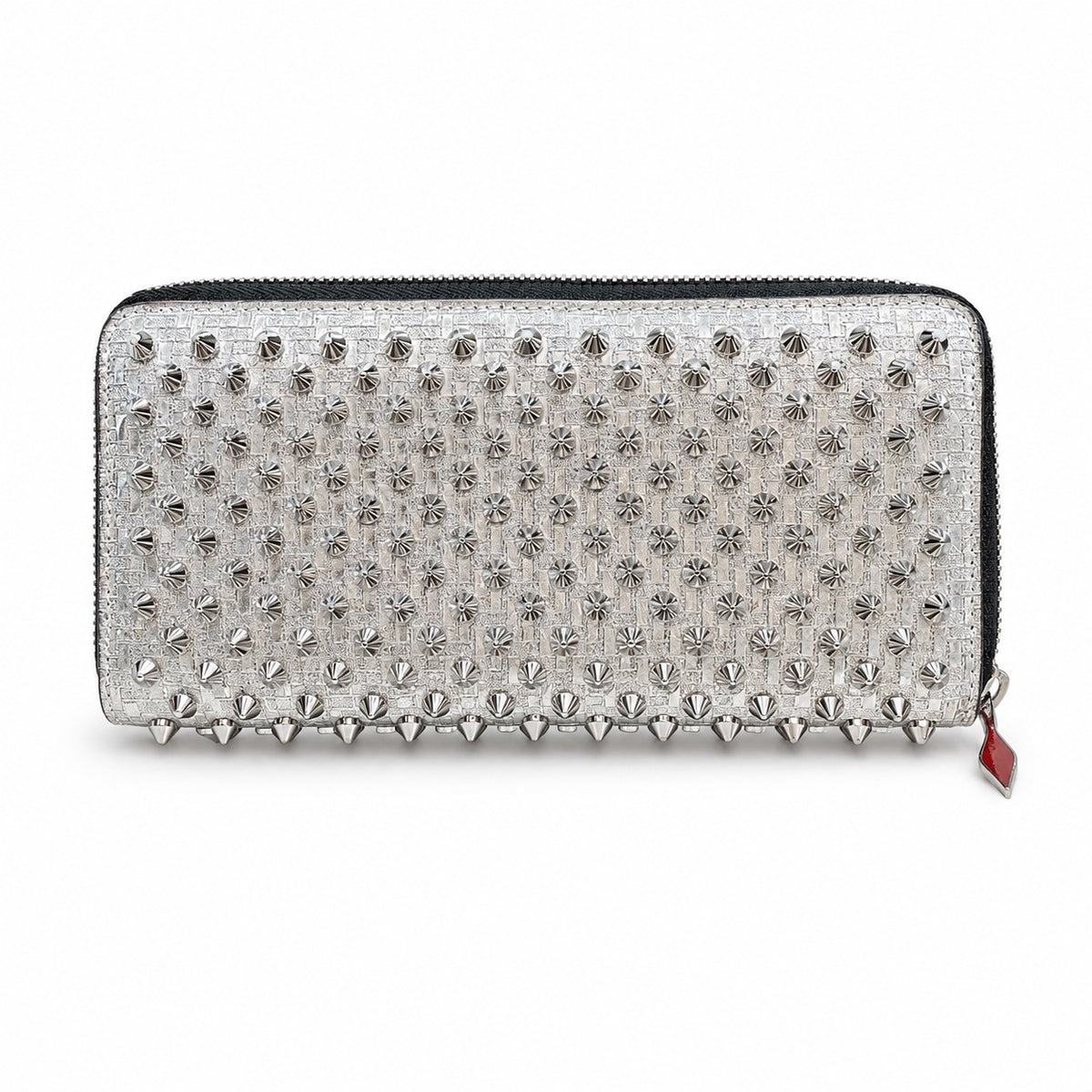 Christian Louboutin silver studded zip around wallet