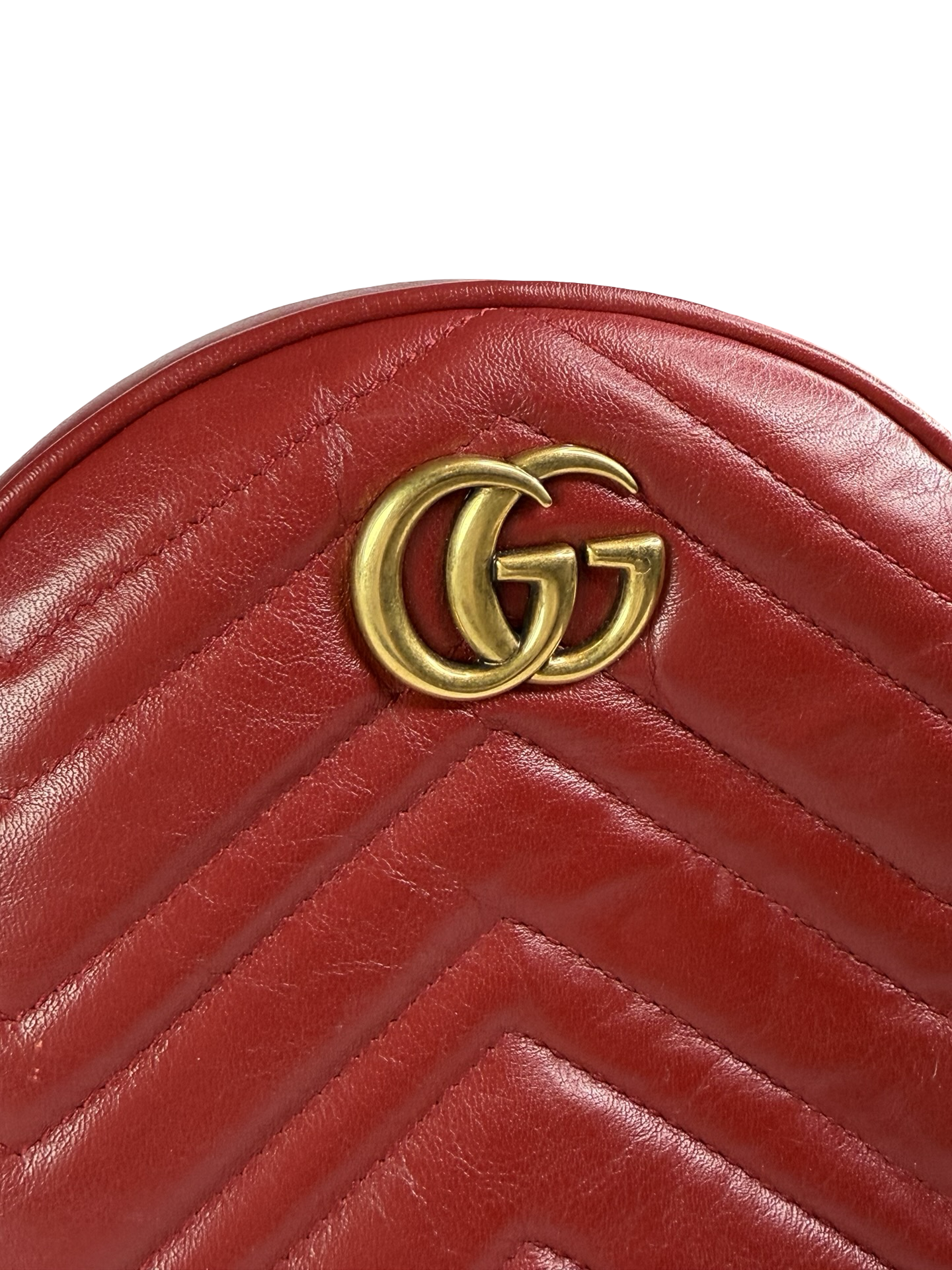 GUCCI MINI GG MARMONT ROUND SHOULDER RED