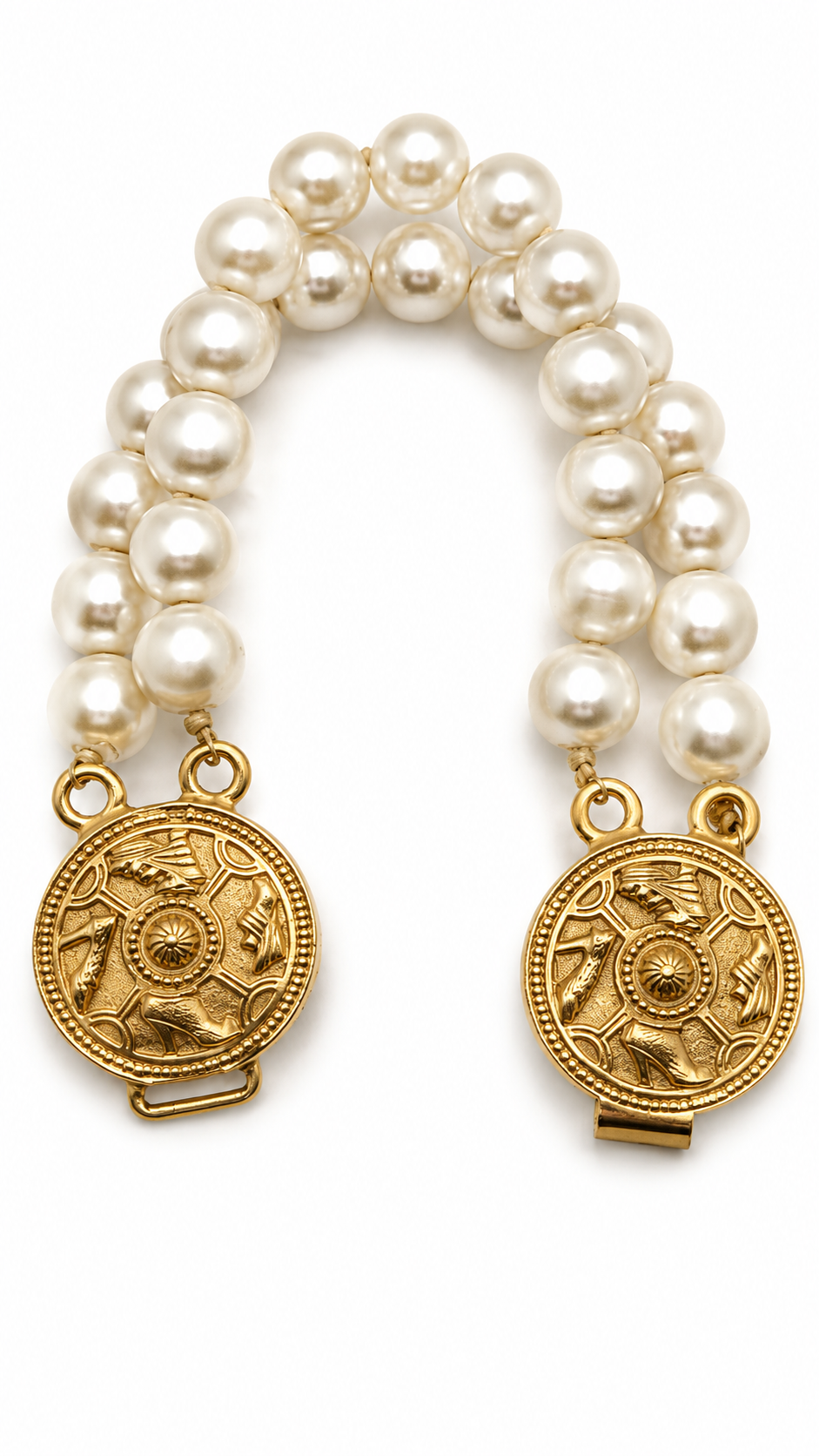 FERRAGAMO VINTAGE GOLD PLATED PEARL BRACELET