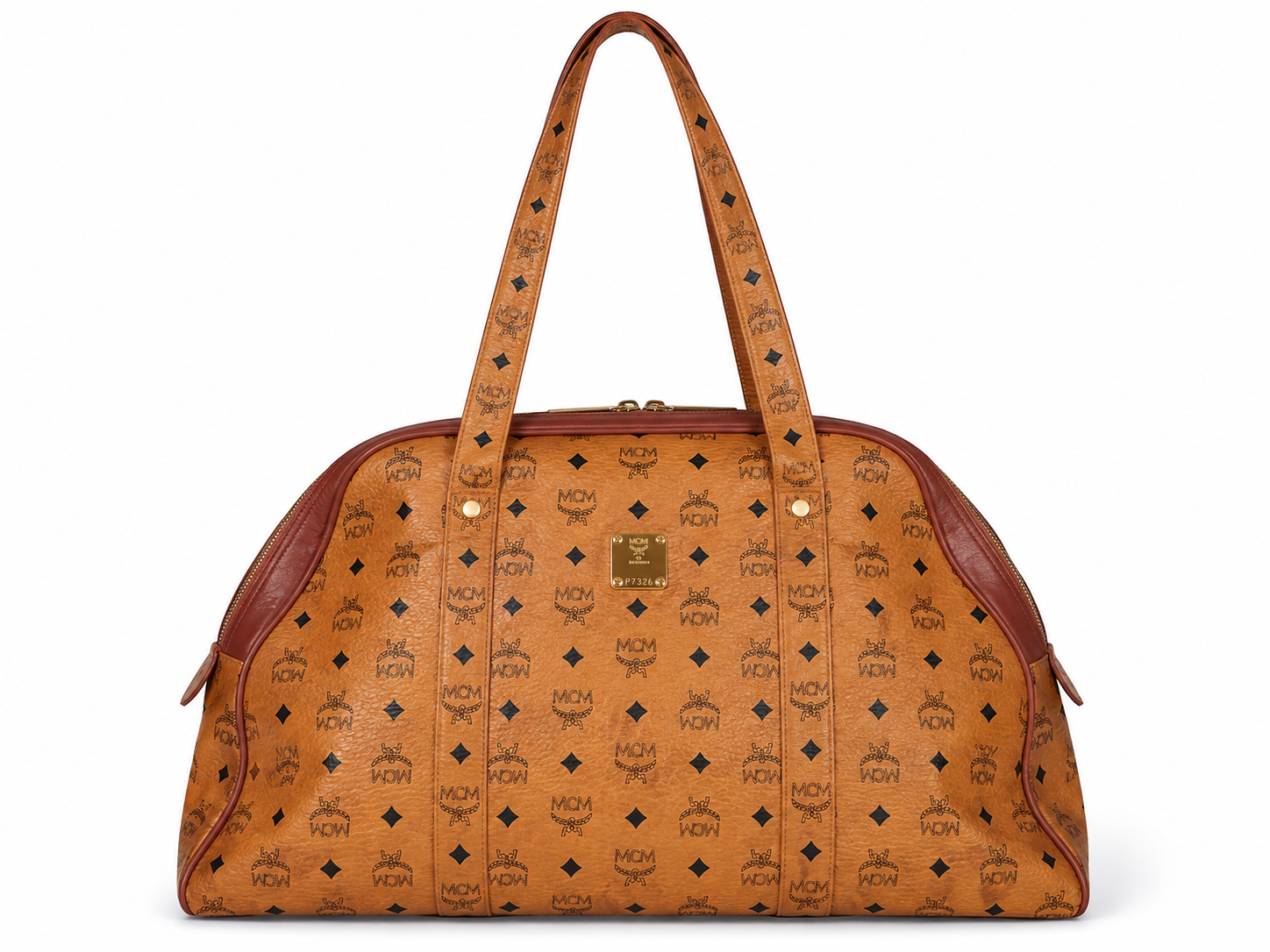 MCM Cognac Monogram Visetos Dome Tote