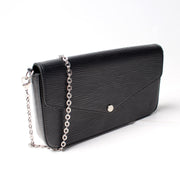 LOUIS VUITTON LV Pochette Félicie in Black,
EPI leather With a Silver-Tone Chain Strap