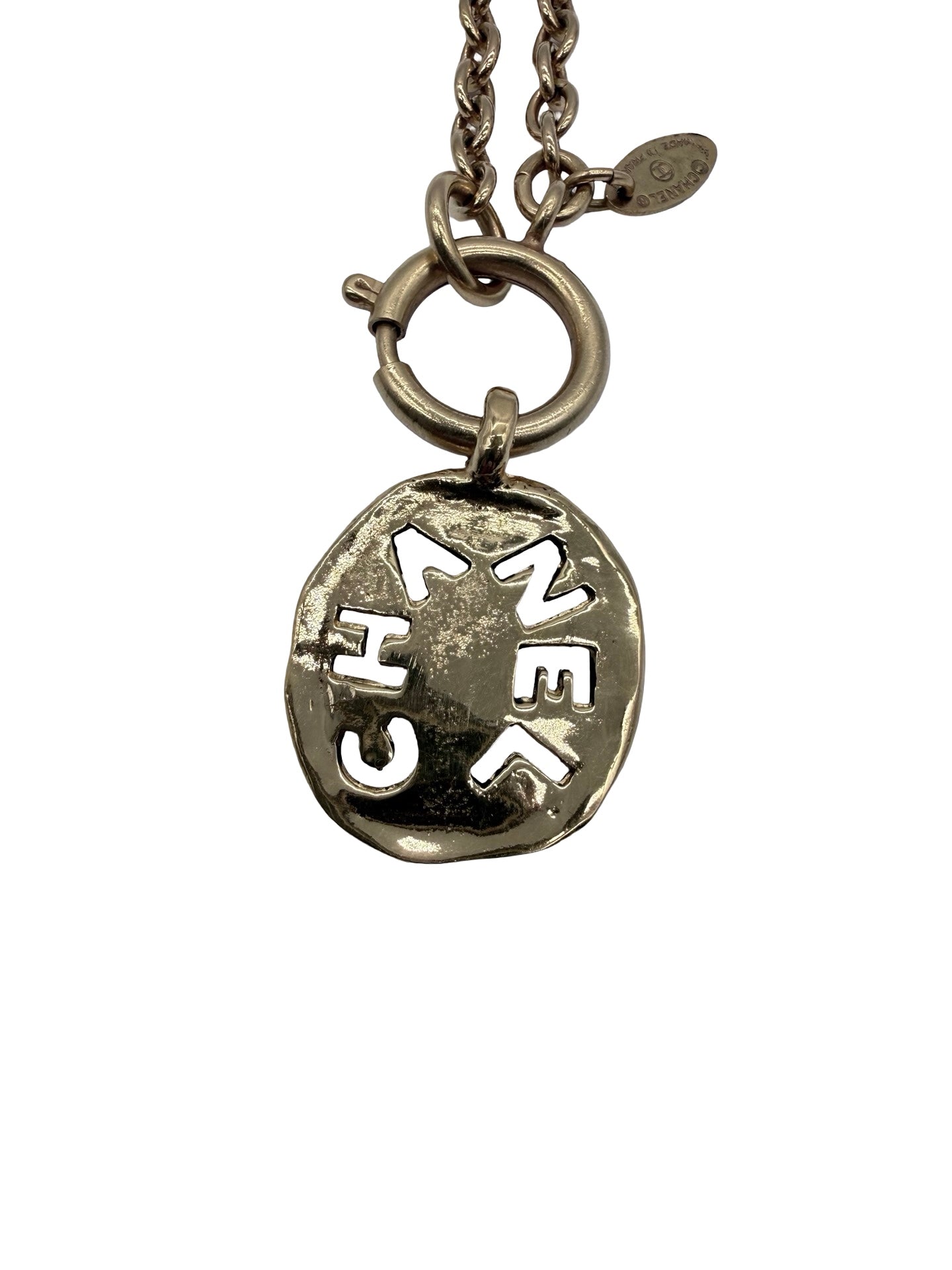 Chanel Vintage CHANEL Letter Cut-Out Medallion Necklace