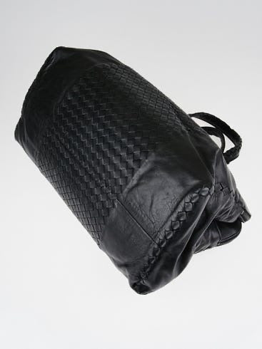 BOTTEGA VENETA 			Black Intrecciato Woven Calf Leather Top Handle Bag