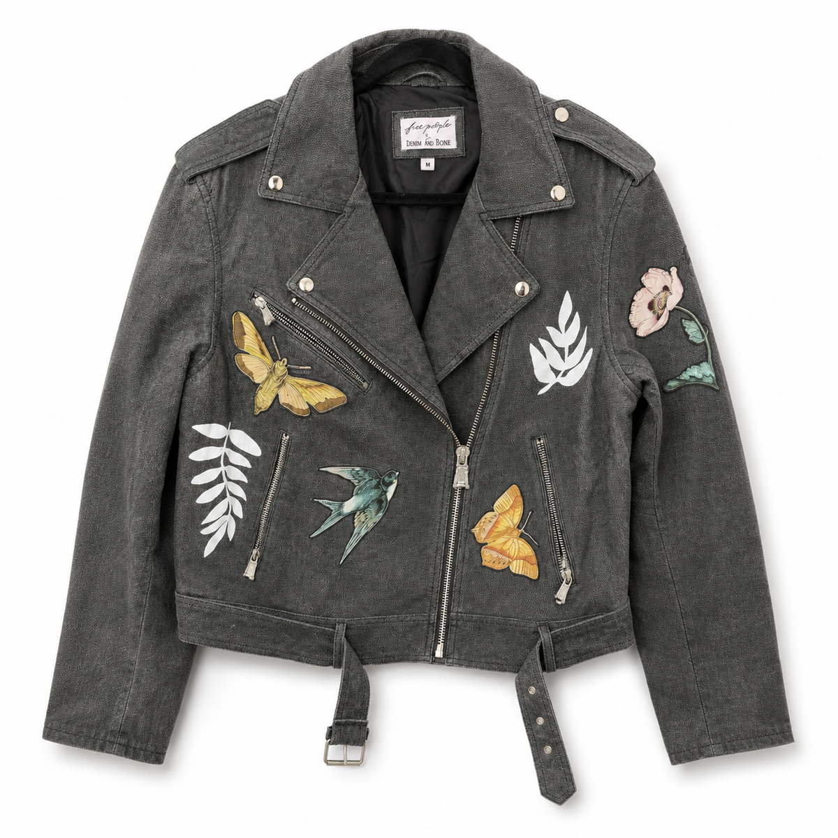 FREE PEOPLE, NEW,Stunning Leather embellished Moto Jacket