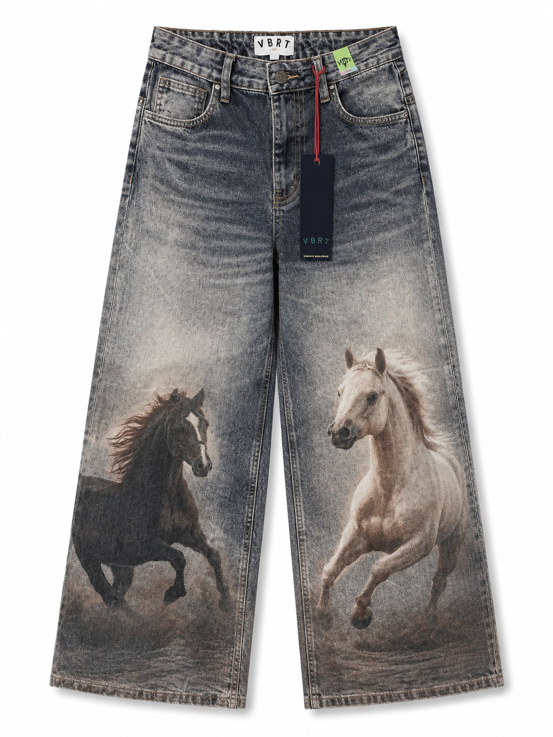 VBRT wide-leg horse print denim jeans