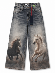 VBRT wide-leg horse print denim jeans