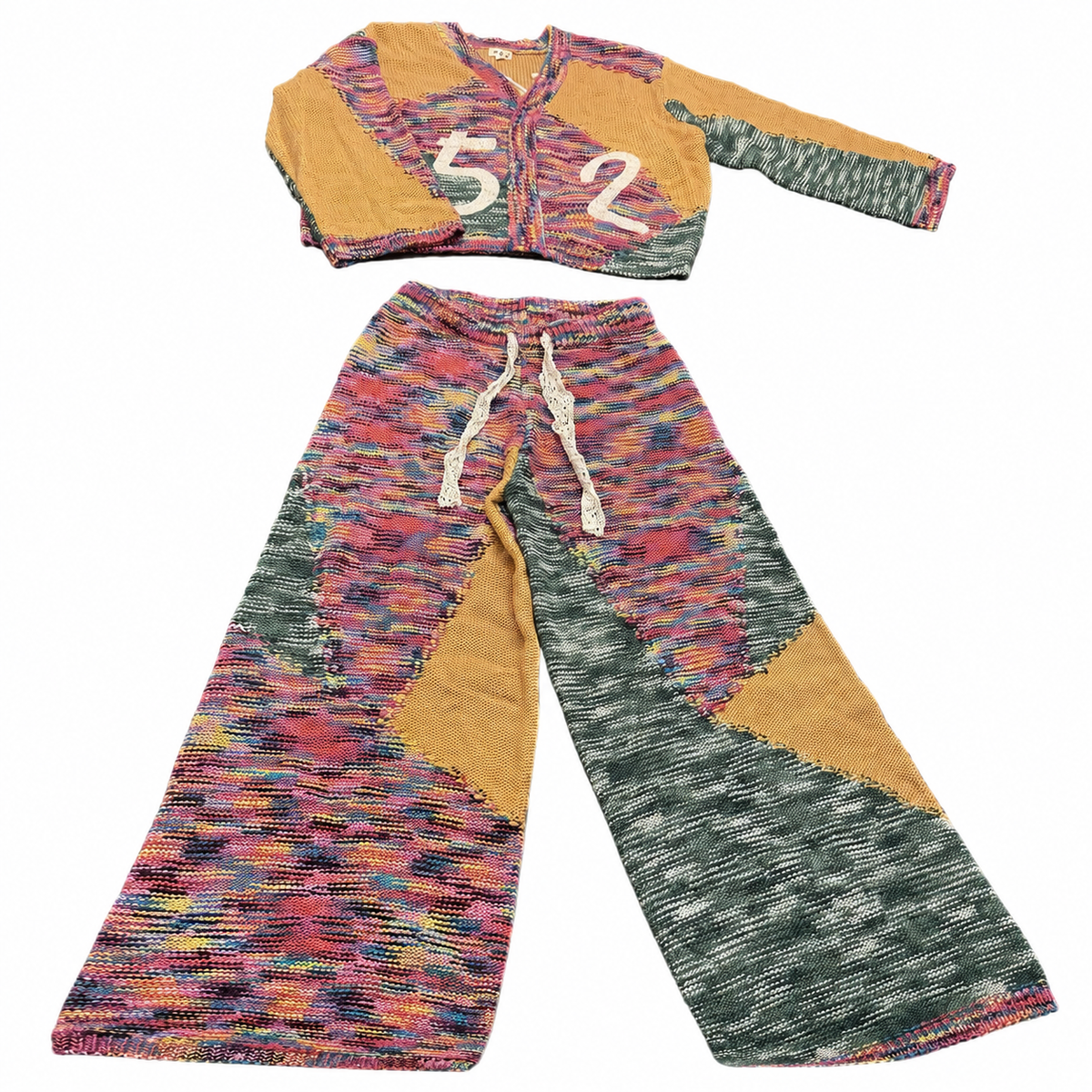 POL PEACE DAY 52 COLORFUL OPEN CARDIGAN (M) & MATCHING
JOGGERS (L) SET