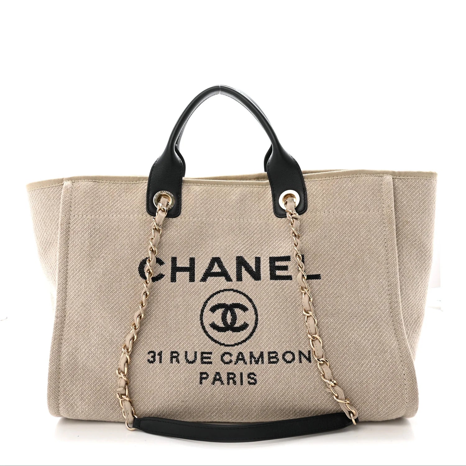 CHANEL NORTH SOUTH DEAUVILLE CANVAS TOTE MEDIUM