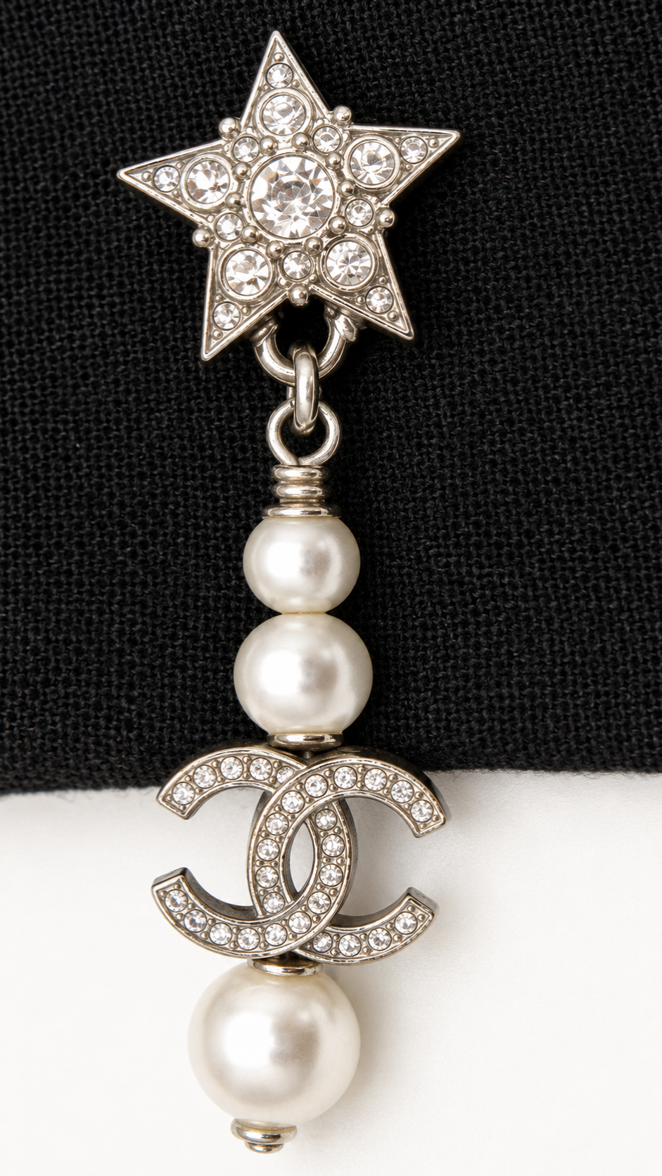 CHANEL RHINESTONE & PEARL CC DROP EARRINGS