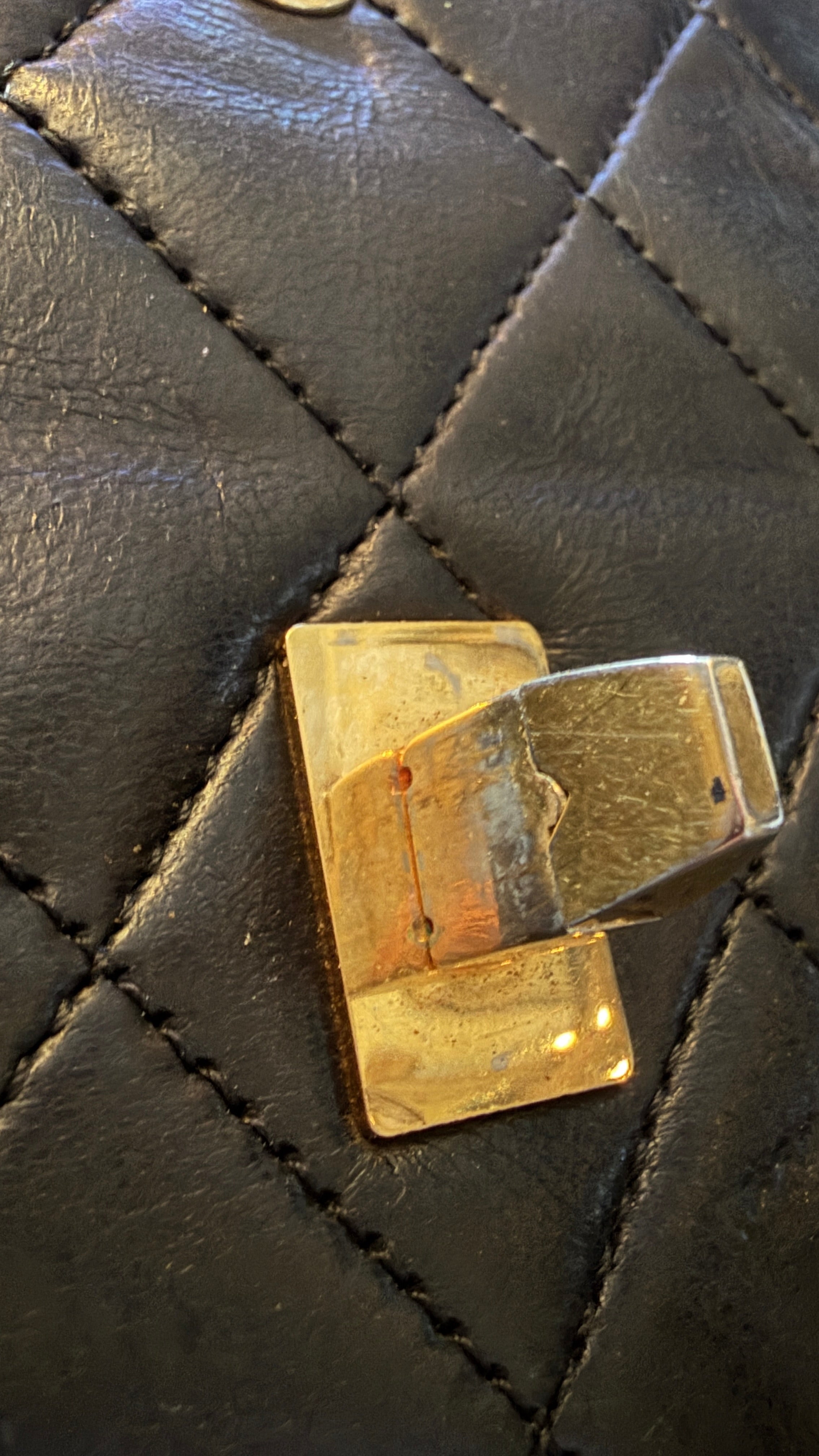 CHANEL MATELASSE TURN LOCK DOUBLE FLAP BLK ON BLCK GOLD HARDWARE