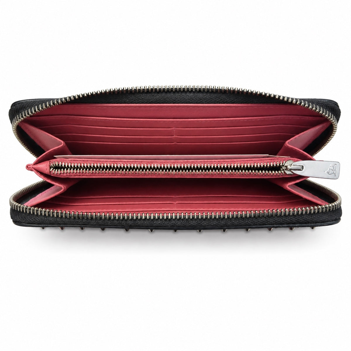 Christian Louboutin black studded zip around wallet
