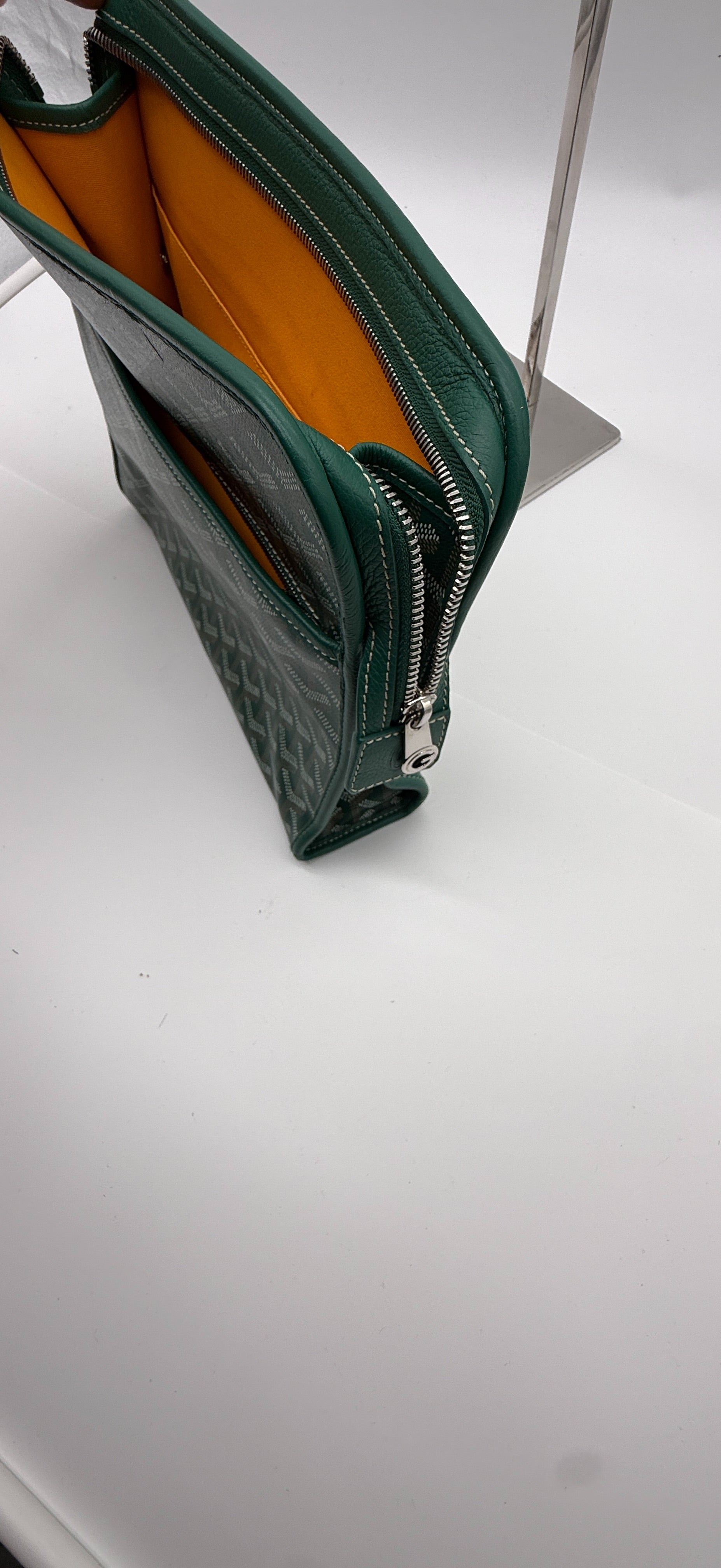 Goyard Senat MM Zip Pouch | Green Goyardine Canvas | Luxury Portfolio Clutch