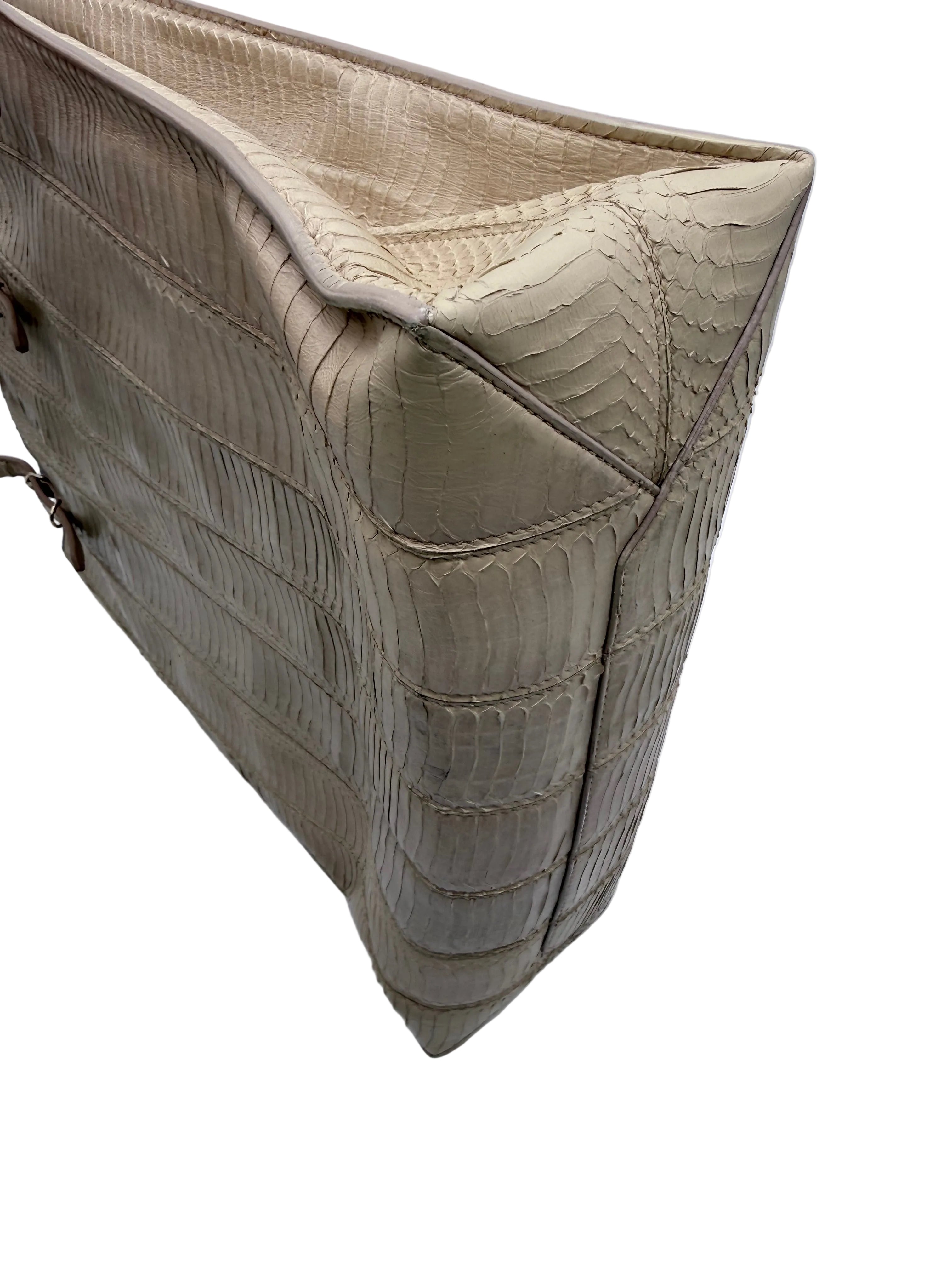 BALENCIAGA 2014 CLASSIC PYTHON A4 PAPIER TOTE Beige