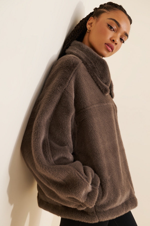 Free People Alpine Faux Fur Half Zip