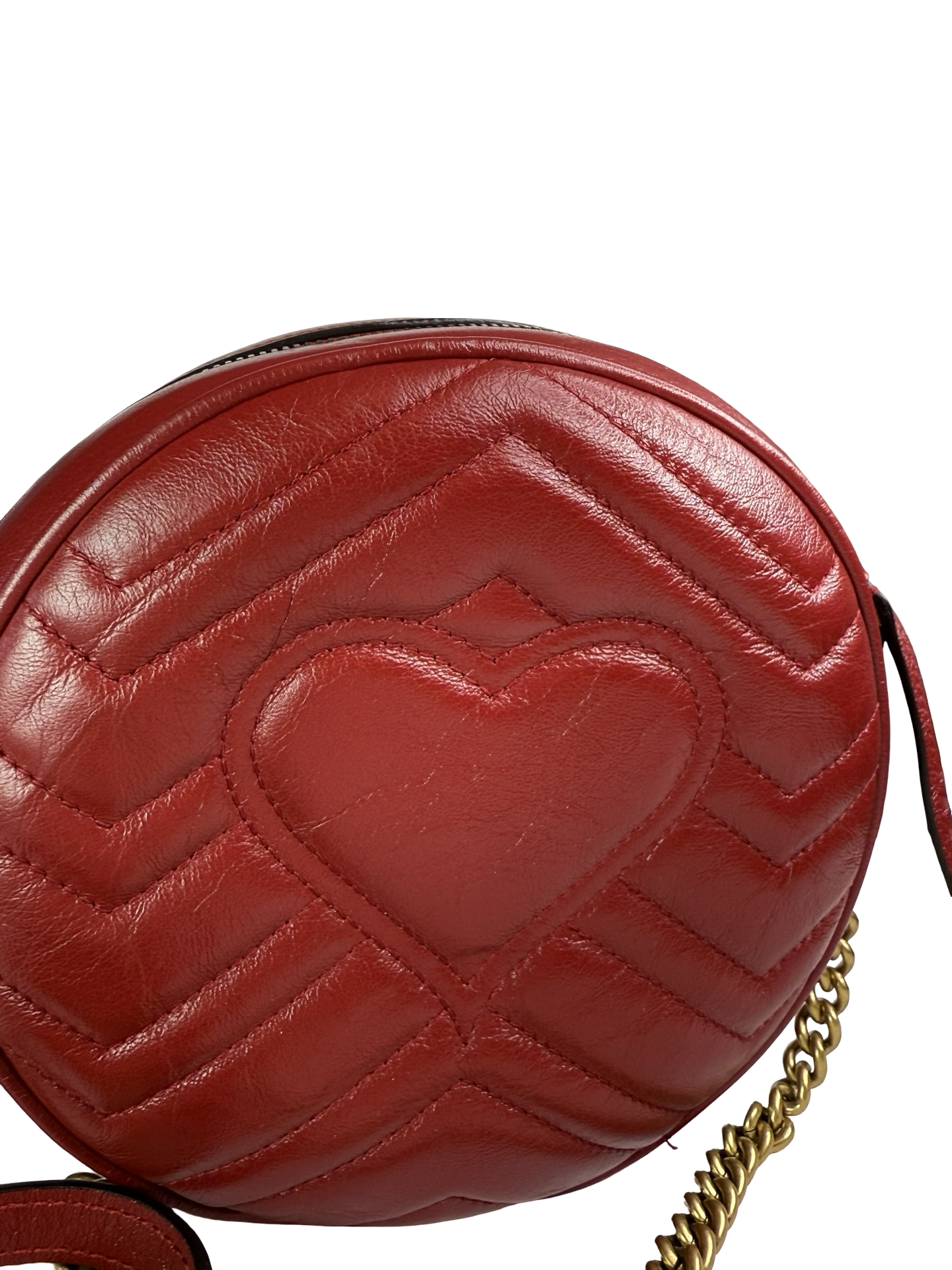 GUCCI MINI GG MARMONT ROUND SHOULDER RED