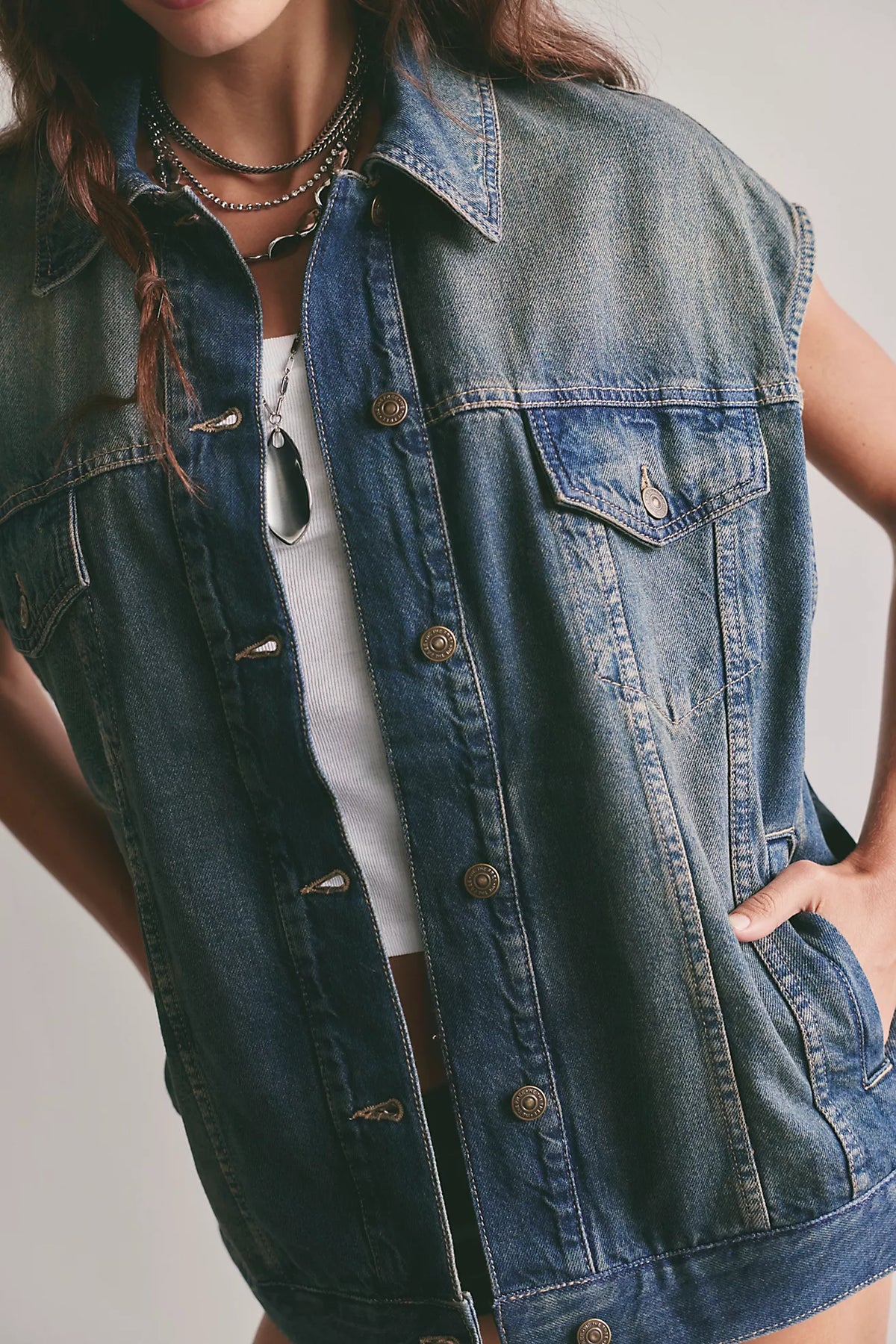 We The Free Goldie Denim Vest by Free People