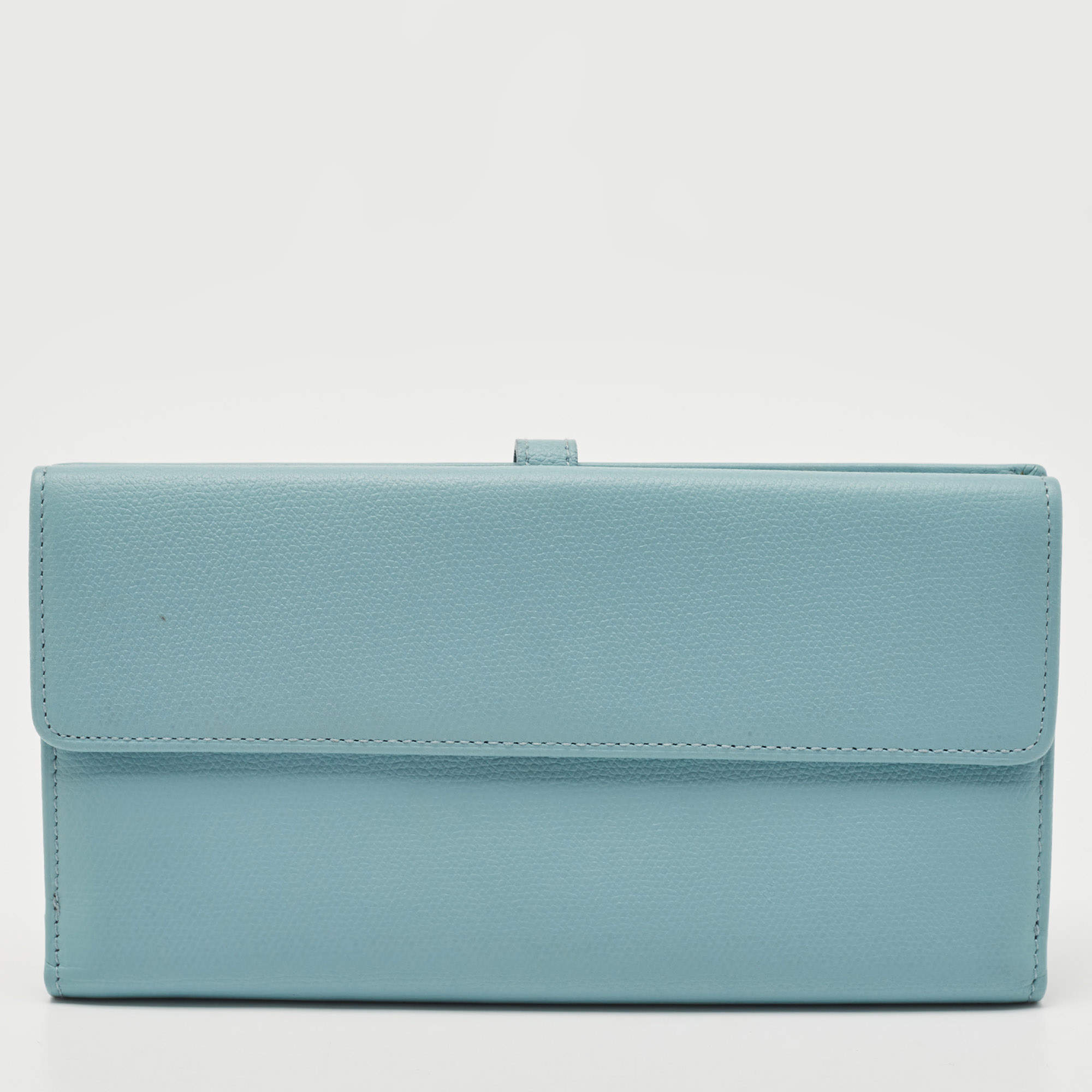 CHANEL Blue Leather CC Flap French Continental Wallet