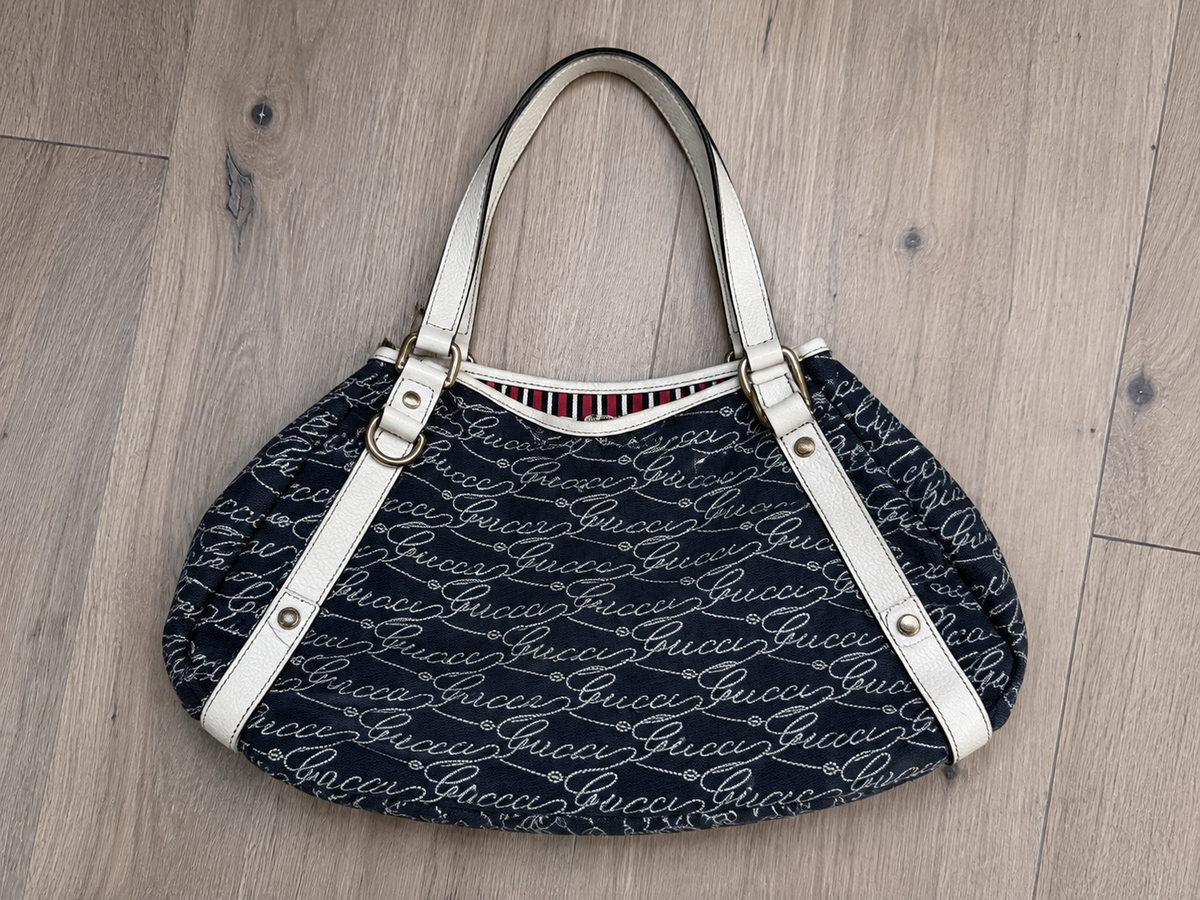 Gucci Vintage - Canvas Pelham Tote Bag - Blue - Leather Handbag - Luxury High Quality