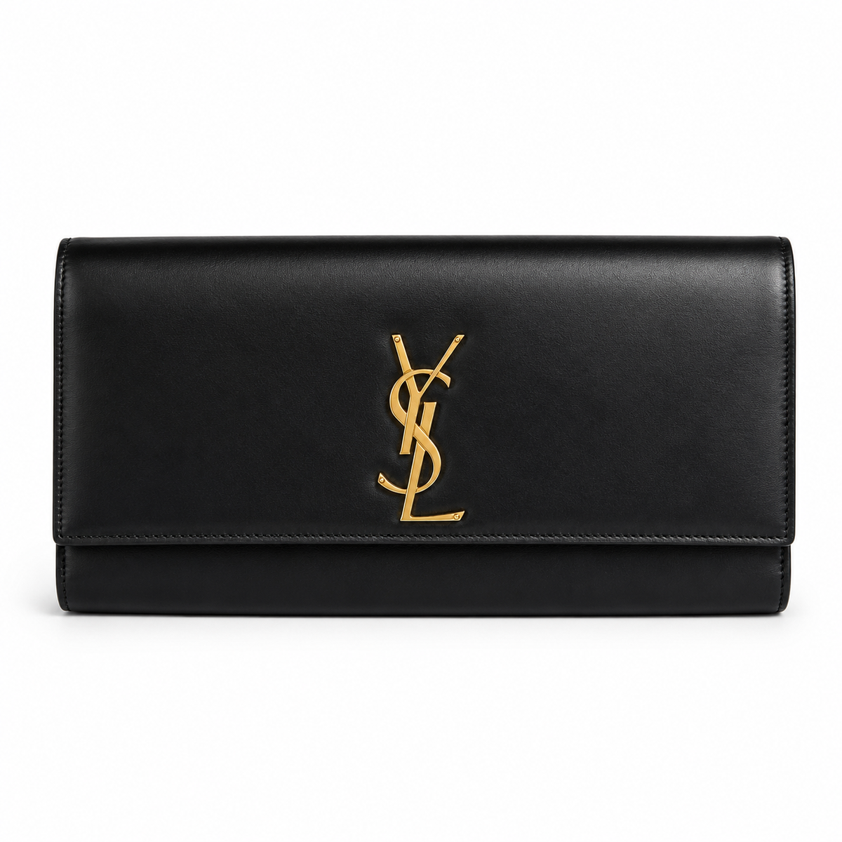 Saint Laurent Black Smooth Leather Cassandre Phone Holder Bag