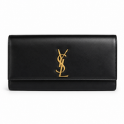 Saint Laurent Black Smooth Leather Cassandre Phone Holder Bag