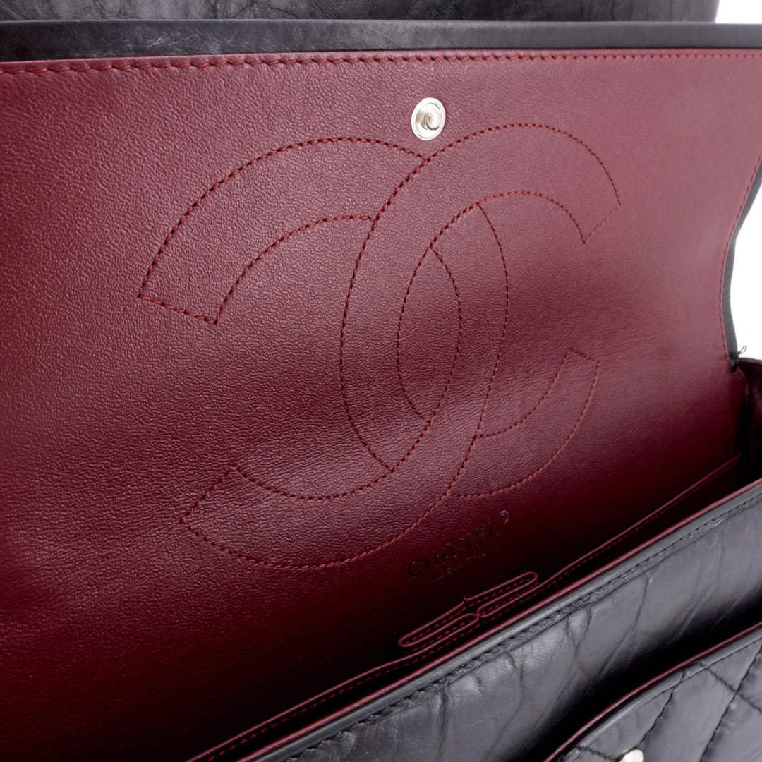CHANEL 2.55 REISSUE LARGE DOUBLE FLAP BORDEAUX RED INTERIOR