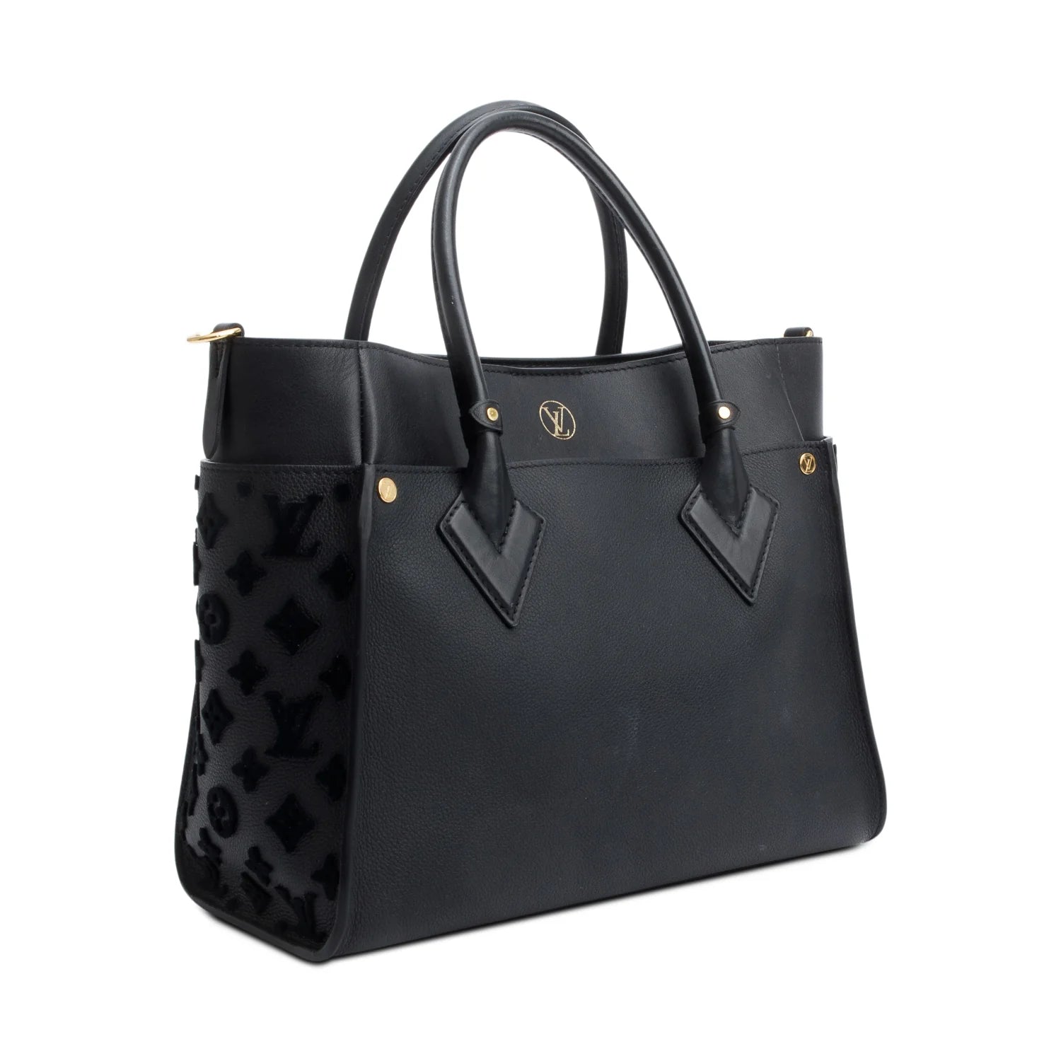 LOUIS VUITTON LV 2022 Black Calf Monogram Tufting On My Side MM