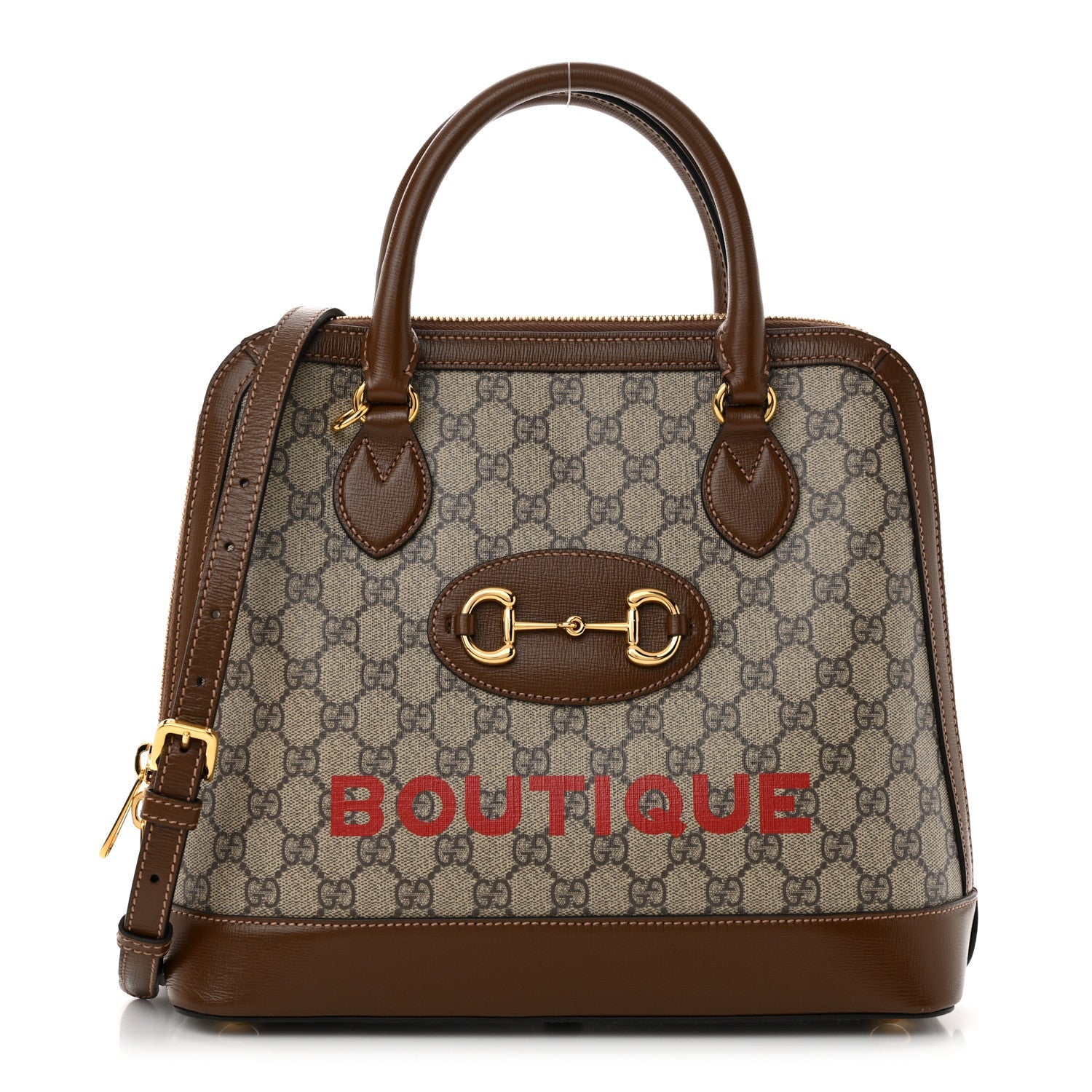 RARE VINTAGE GUCCI GG Supreme Monogram Azalea Calfskin Boutique Horsebit 1955 Top Handle Bag
