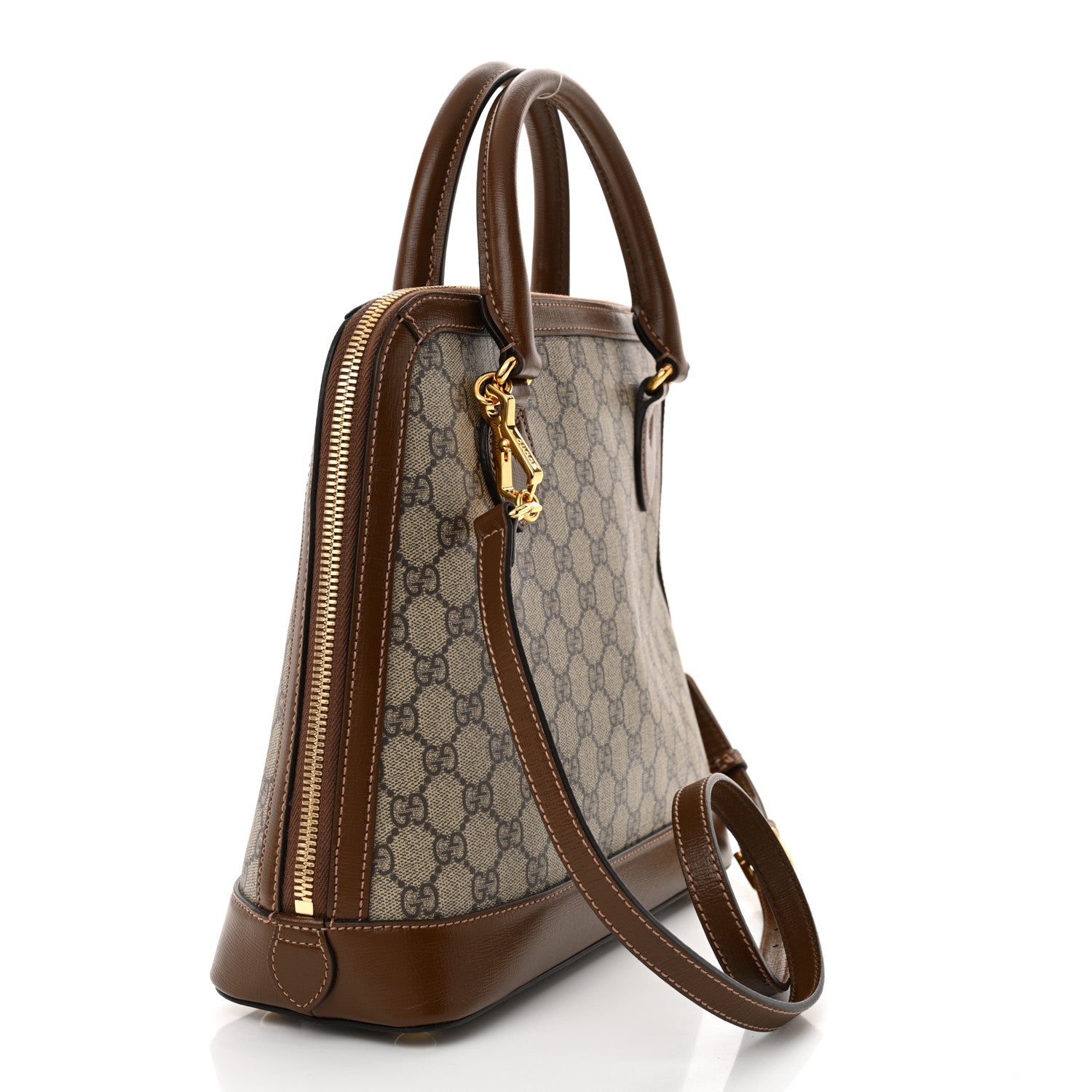RARE VINTAGE GUCCI GG Supreme Monogram Azalea Calfskin Boutique Horsebit 1955 Top Handle Bag