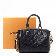 LUIS VUITTON LV Speedy Bandoulière 22 in Black Monogram Embossed Lambskin