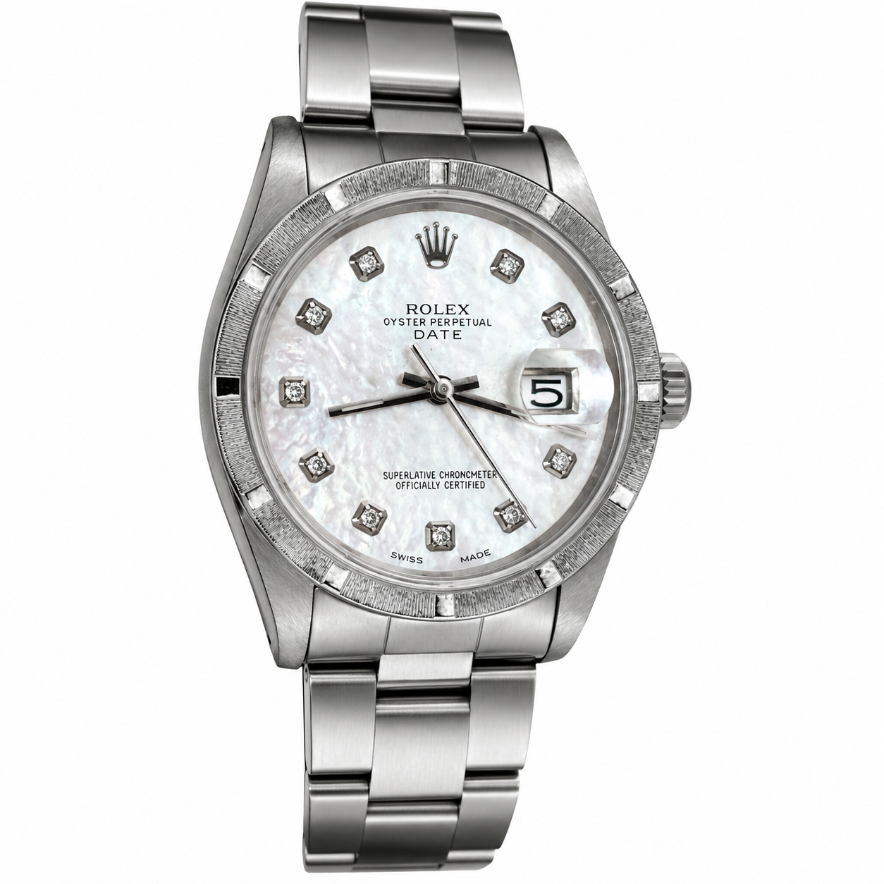 Rolex Oyster Perpetual Date 34mm – Mother of Pearl Diamond Dial With Box