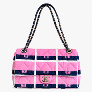 CHANEL Pink Quilted Printed Satin Flap Shoulder Bag – Limited Edition
