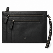 Valentino Garavani Multi-Zip Leather Pouch/Document Clutch Authentic
