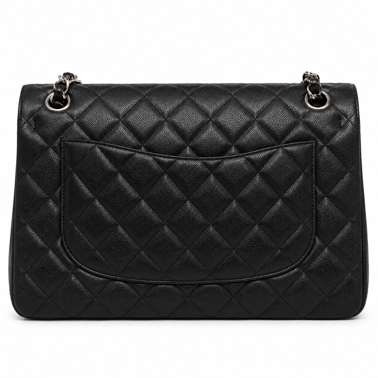 Chanel Maxi Classic Double Flap in black silver-tone hardware | Vintage