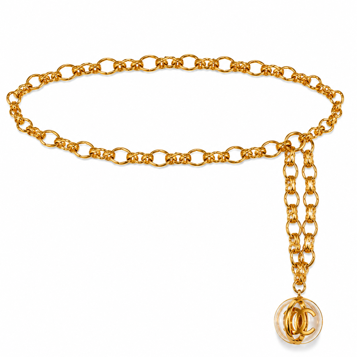 Chanel chain belt with large spherical CC “Orb”