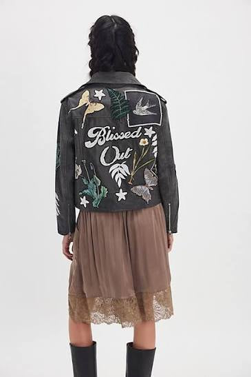 FREE PEOPLE, NEW,Stunning Leather embellished Moto Jacket