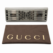 GUCCI Metal Embellished Broadway Clutch in Grey Leather
