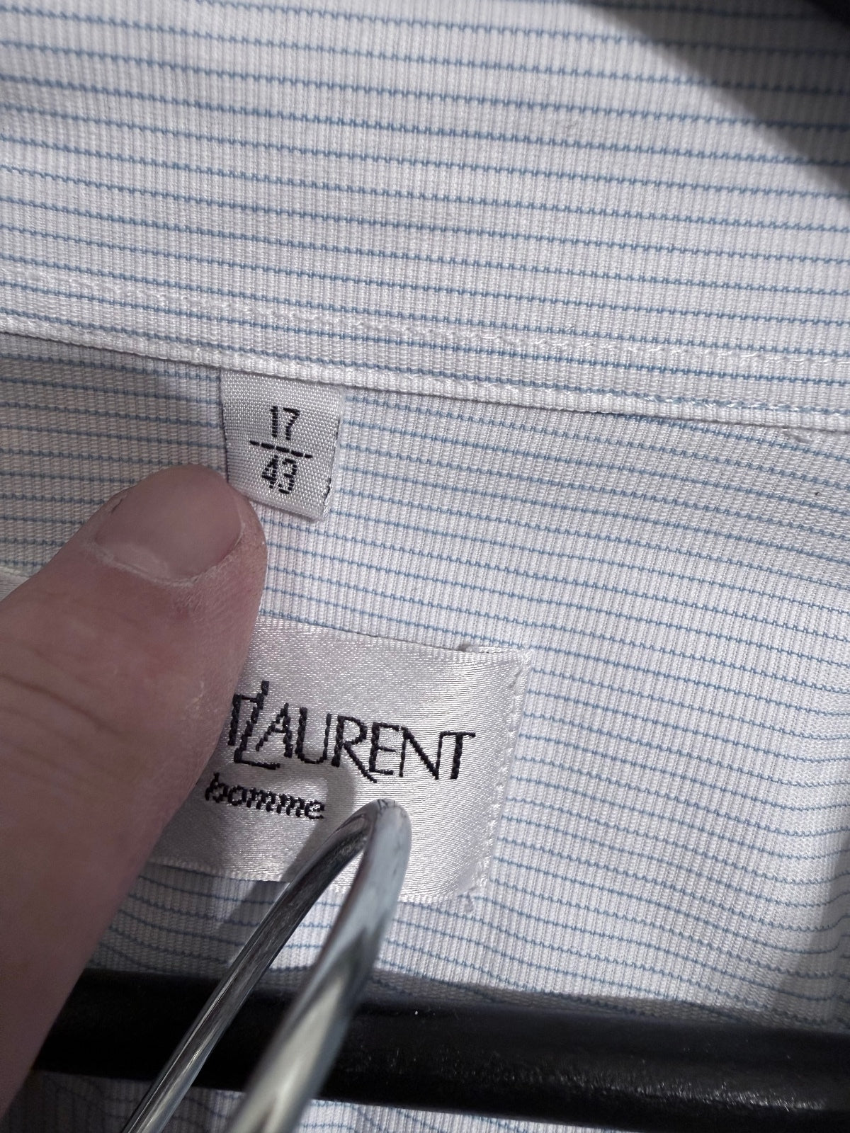 Yves Saint Laurent Pour Homme light blue check button-up shirt