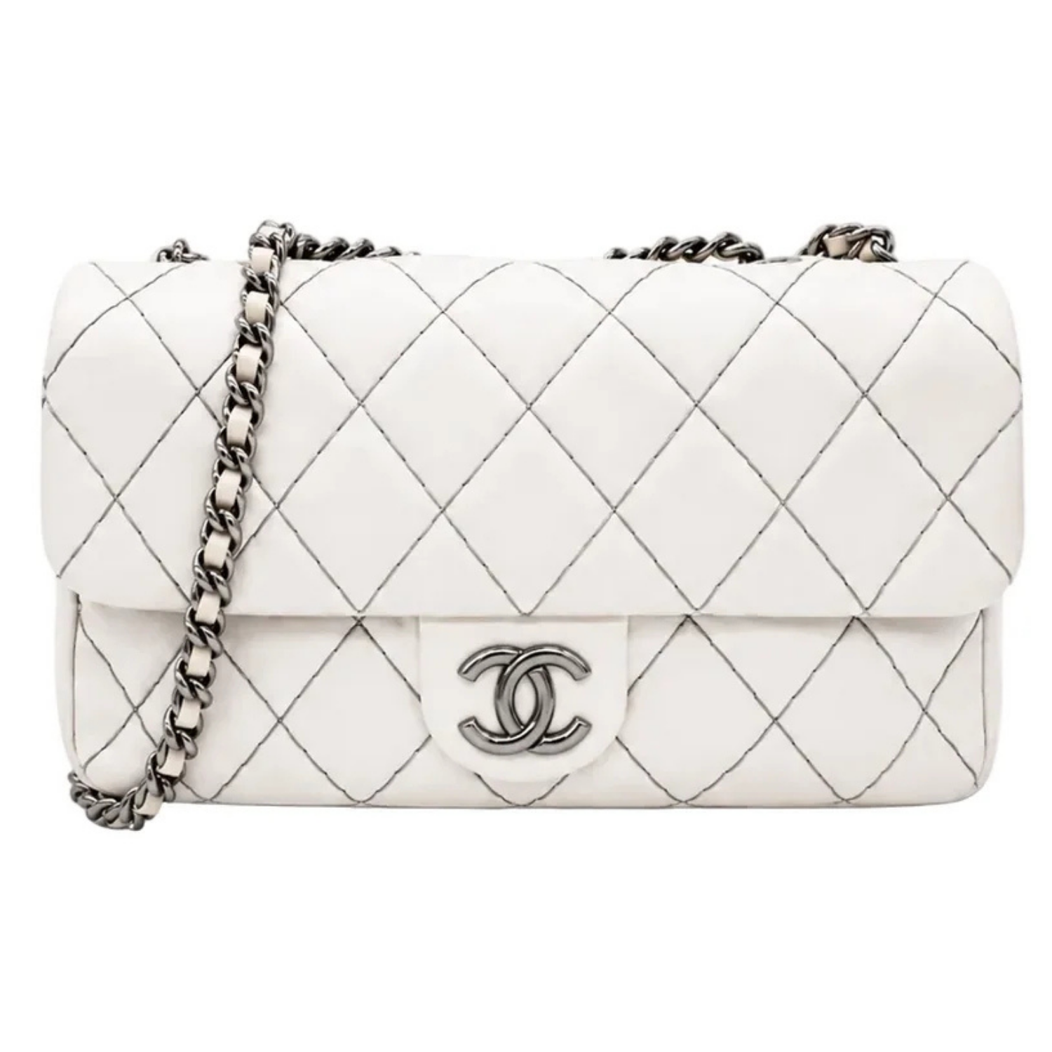 CHANEL VINTAGE 2010 KARL LAGERFELD FLAP WHITE MEDIUM