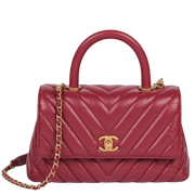 CHANEL Chevron Quilted Leather Mini Coco Handle Flap bag