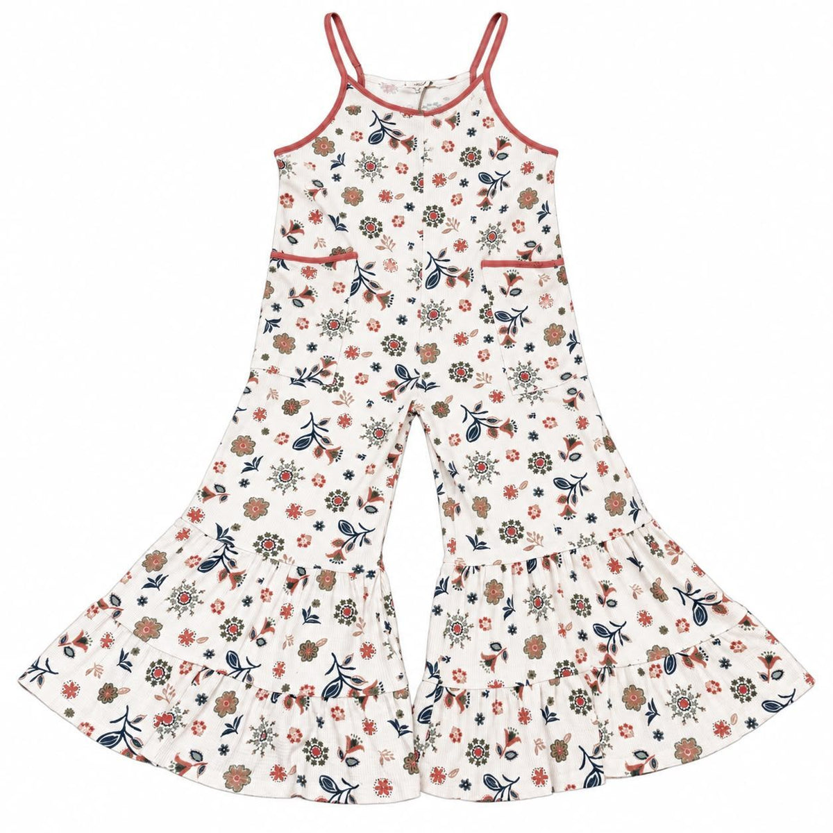 Easel Floral waffle knit flared jumpsuit