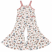 Easel Floral waffle knit flared jumpsuit