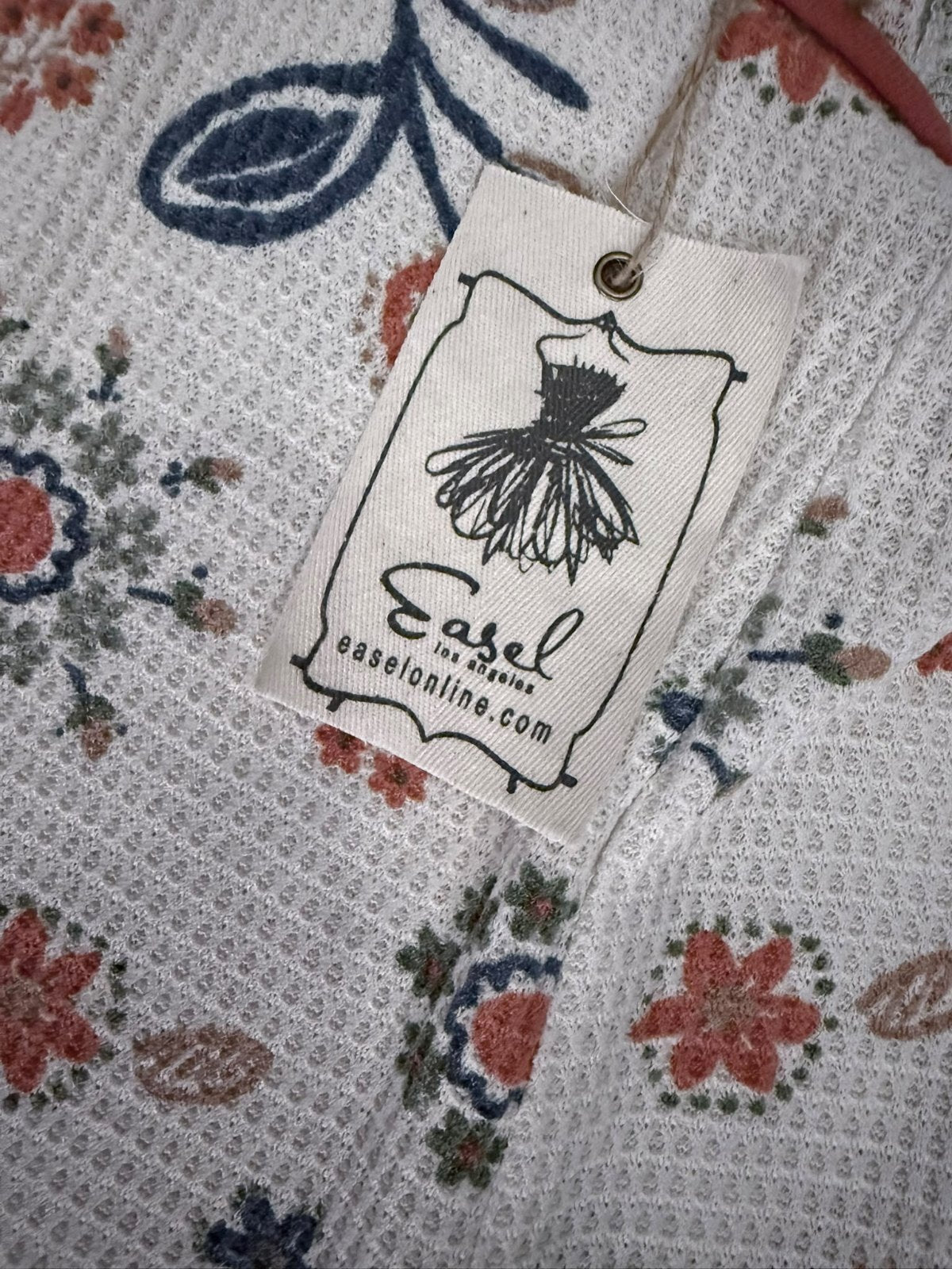 Easel Floral waffle knit flared jumpsuit