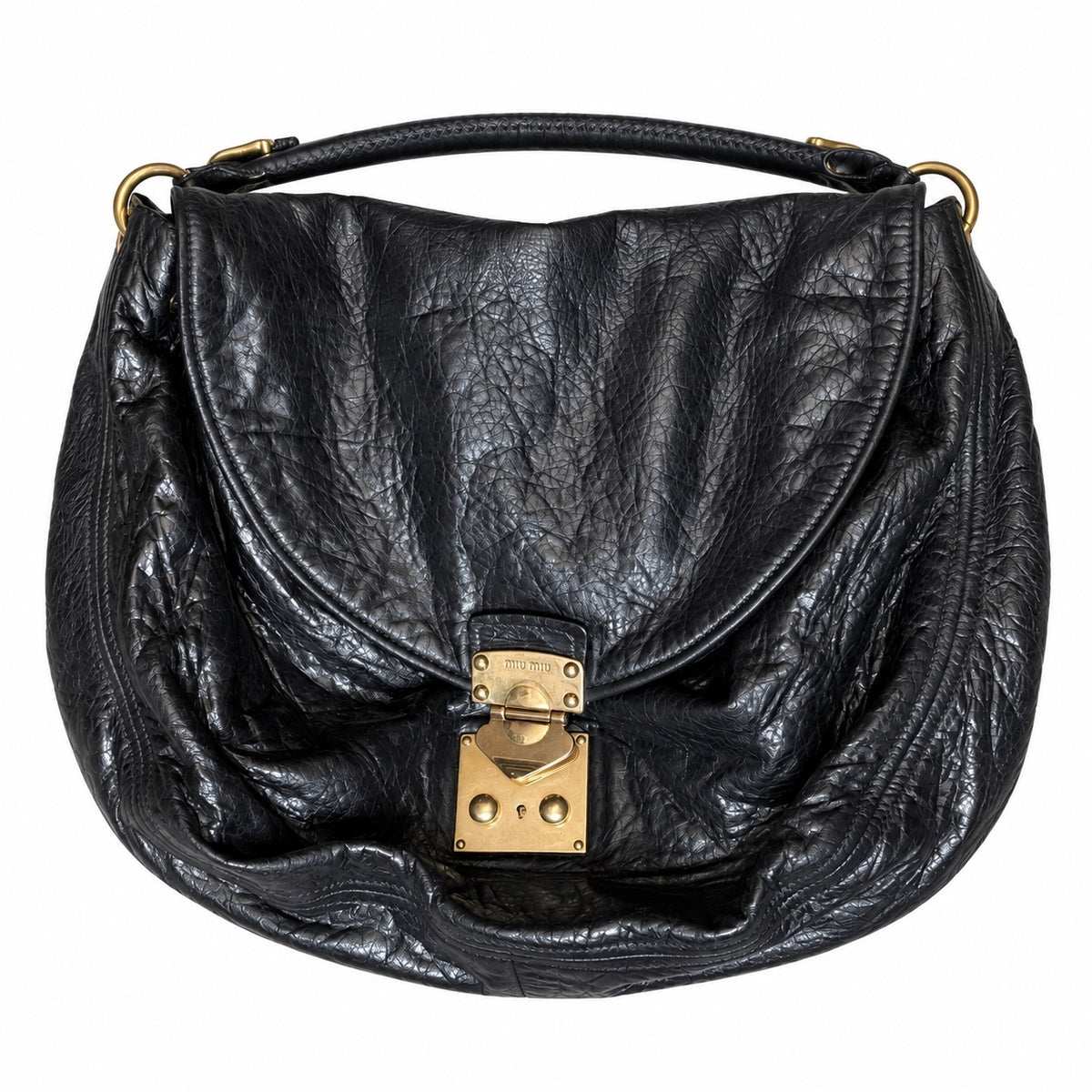 MIU MIU Black Matelasse Lambskin Leather 2-Way Shoulder Bag